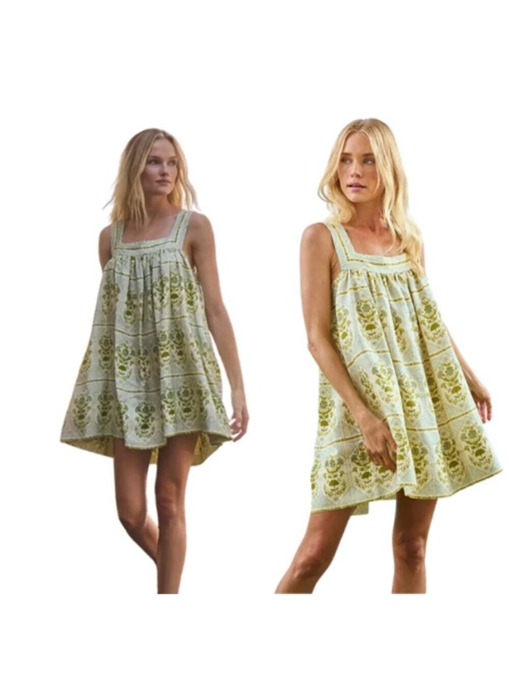 NWT Hunter Bell Square Neck Pull On Sleeveless Mini Dress Green Size: XS
